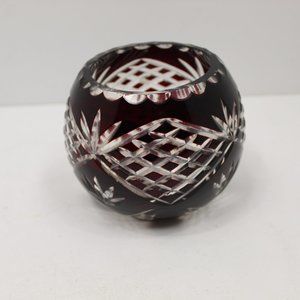 Vintage Bohemian Czech Cut Glass Vase Bowl